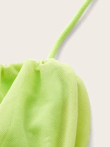 SHEIN ICON Camis Lettuce Trim Tie Back Plain Seksi - Lime Green - View 3