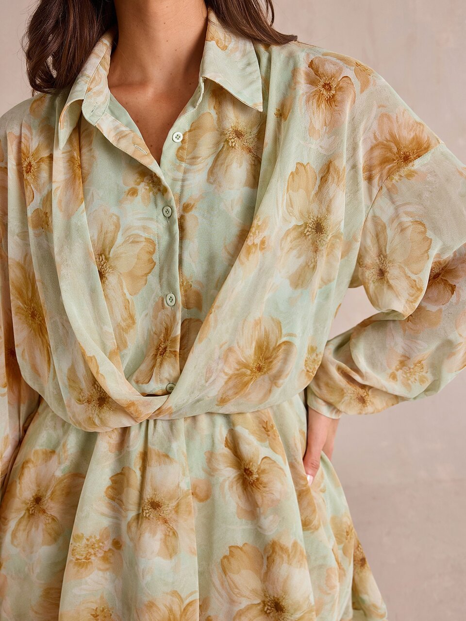 Enchnt Premium Pre-Fall Vestido Elegante Romántico para Mujer con Estampado Floral Verde Menta,Vestido Casual,Vestido de Cumpleaños,Atuendos de Festival,Ropa de Otoño,Vestido de Fiesta
