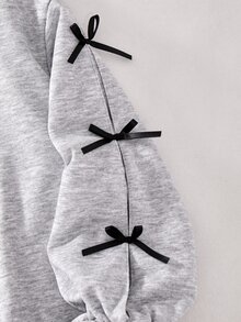 SHEIN Sparklyn Tween Girl Embroidered Sweatshirt, Vacation, Back To School, Fall, Winter - Grey - View 5