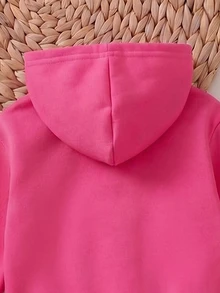 2件組女嬰套裝 極簡可愛日系風 王冠字母印花連帽衛衣 內刷毛保暖運動長褲 秋冬款 「爸爸的小公主」粉色 - 玫紅色 - 查看 5