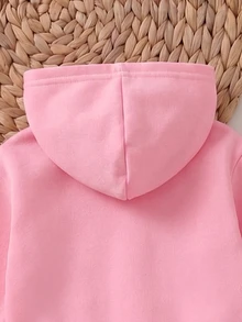SHEIN Playful Pals 女嬰服裝 媽媽愛心字母印花長袖連帽衫與慢跑褲套裝 秋冬俏皮口號運動服 2件套 粉色 - 粉色 - 查看 6