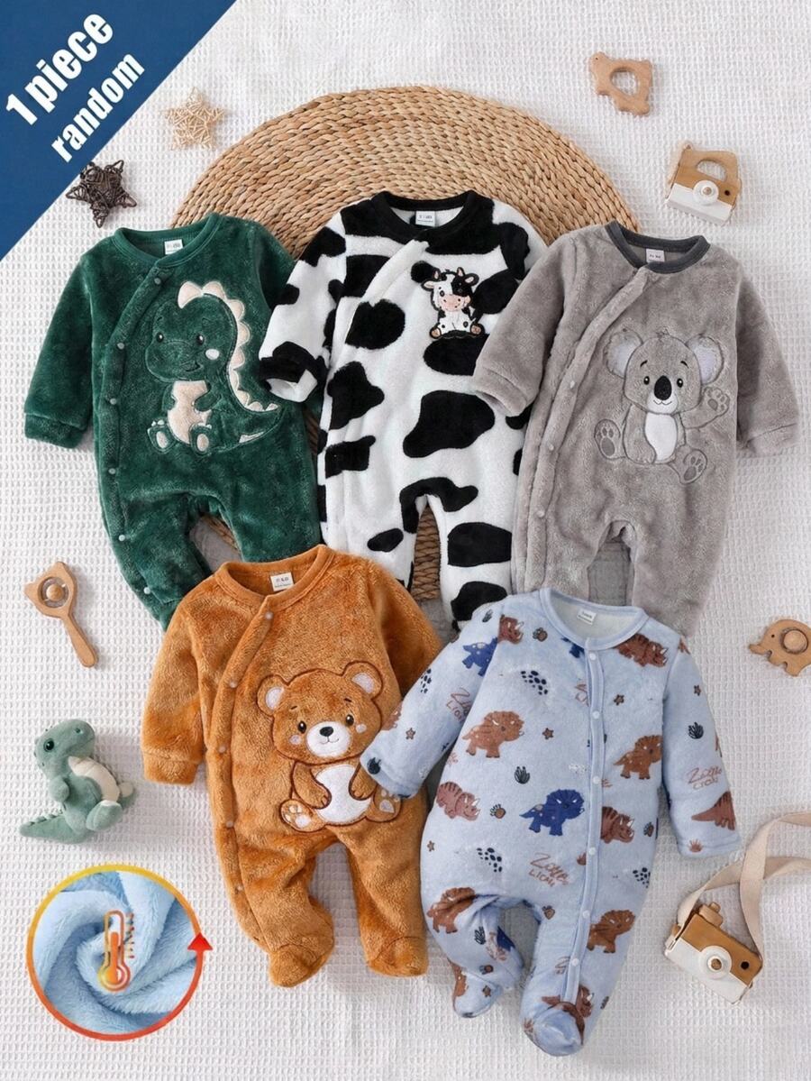 1 buah Baju Bayi Baru Lahir Rajut Nyaman Lembut Dua Sisi Bahan Fleece Motif Lucu dan Menggemaskan - MultiWarna - View 1
