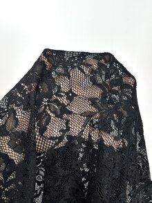 Aloruh Atasan Seksi Lengan Panjang Berenda Hitam dengan Desain Berongga untuk Wanita, Halloween, Pesta di Klub Malam - Hitam - View 4