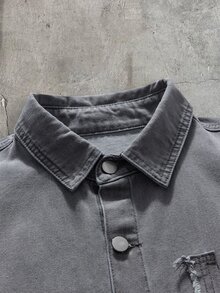 AXEPEAK Men's Washed Black Printed Long Sleeve Top - Grey - View 5