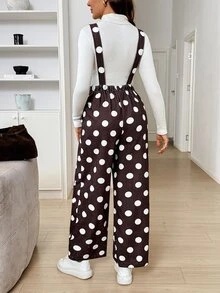 SHEIN 孕婦波點休閒日常穿搭連身褲 秋季 - 棕色 - 查看 8