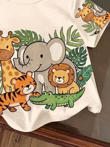Baby Boy Animal Cartoon Graphic Short Sleeve Tee - Multicolor - View 5