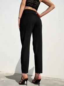Aveloria Modichic Solid Belted Tapered Pants  Fall Cloth For Women - Black - View 6
