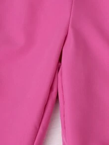 SHEIN 連帽長袖衛衣搭配白色羅紋扇形印花圖案 + 直筒口袋長褲 2件套，可愛優雅休閒學院風女童套裝 - 白色 - 查看 6