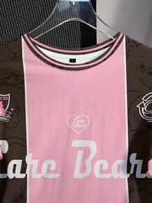 SHEIN X Care Bears 女款配色拼接熊與字母印花T恤 - 白色 - 查看 3