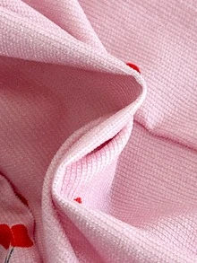 SHEIN 女嬰 1件可愛櫻桃印花燈芯絨無袖吊帶連身褲 日常秋冬款 - 藕粉色 - 查看 9