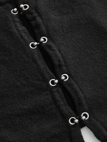 ACID BLVD Summer Spring Autumn Punk Street Style Hot Girl Y2K Metal Buckle 2 In 1 Knit Top - Black - View 7