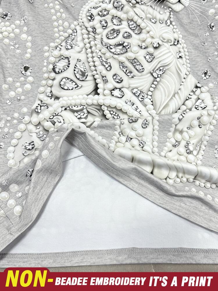 Resyla Plus Size T-Shirt, Leopard Pattern, Graphic Tee, Summer, Women Top, Trending Now, Fashion Top - Multicolor - View 4