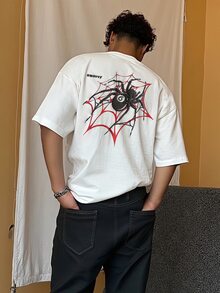 SWAVVY 男士字母印花圓領短袖休閒T恤 - 白色 - 查看 3