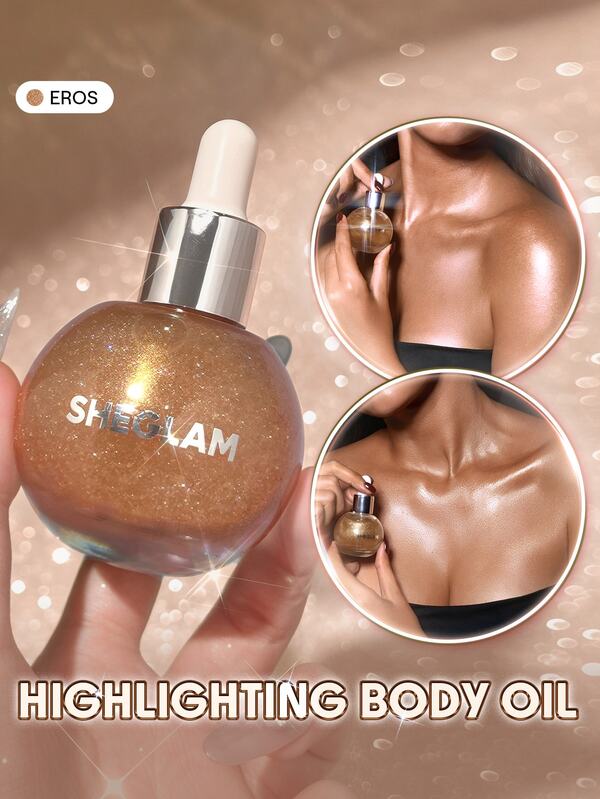 SHEGLAM Sunlit Silk Highlighting Body Oil-Eros Body Glitter Lotion Highlighter Makeup Brand Beauty Cosmetic Makeup For Women And Girls