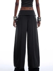 LYSMO Women's Striped Suit Pants - White - View 2