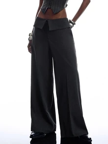 LYSMO Women's Striped Suit Pants - White - View 4