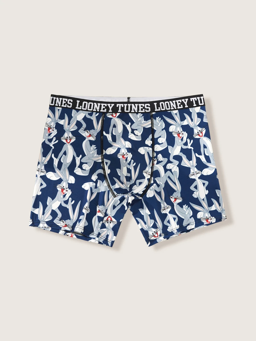 LOONEY TUNES X SHEIN Men's Cute Cartoon All-Over Comfortable Boxer Briefs For Daily Wear - Blue - View 1