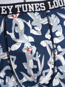 LOONEY TUNES X SHEIN Men's Cute Cartoon All-Over Comfortable Boxer Briefs For Daily Wear - Blue - View 4
