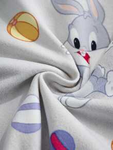 LOONEY TUNES X SHEIN 1件男婴休闲卡通图案短袖polo连体衣 - 灰色 - 查看 7