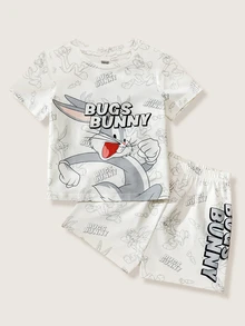LOONEY TUNES X SHEIN 男婴睡衣套装 - 白色 - 查看 1