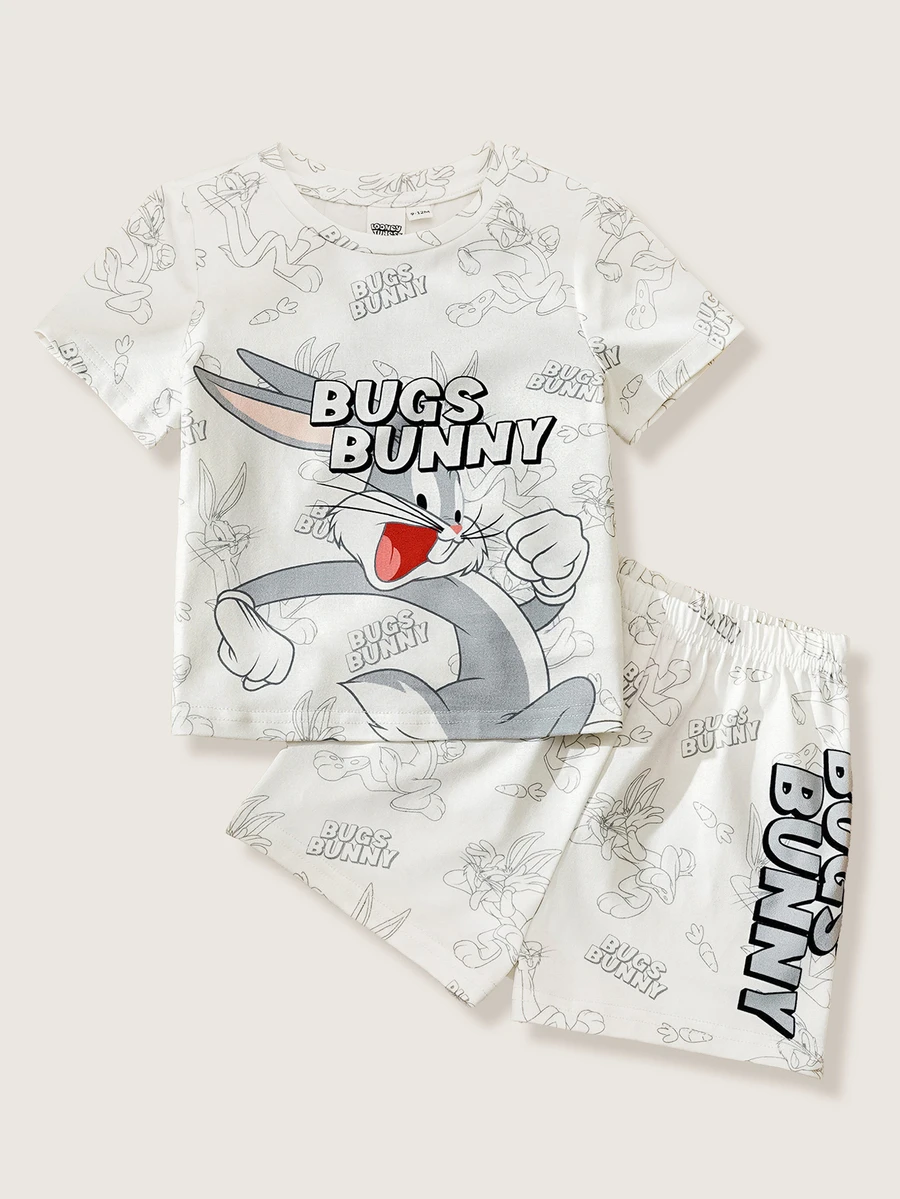 LOONEY TUNES X SHEIN 男婴睡衣套装 - 白色 - 查看 1