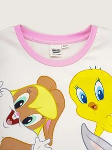 LOONEY TUNES X SHEIN 女童睡衣睡裙 - 淺粉色 - 查看 3