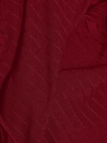 SHEIN ICON Plus Size Front Zip Knit Cardigan, Fur Collar Cuff Lapel Warm Knit Jacket, Suitable For Autumn, Autumn/Winter Knit Jacket Fall - Burgundy - View 9
