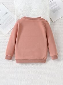 女童花卉蝴蝶結裝飾運動衫 秋季 - 粉色 - 查看 2