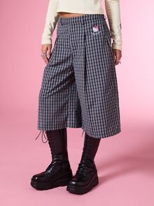 HELLO KITTY AND FRIENDS | COUREZ 女款長版格紋刺繡Y2K短褲長褲 街頭風 秋冬冬季長褲 - 彩色 - 查看 5