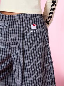 HELLO KITTY AND FRIENDS | COUREZ 女款長版格紋刺繡Y2K短褲長褲 街頭風 秋冬冬季長褲 - 彩色 - 查看 9