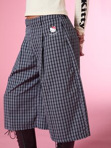 HELLO KITTY AND FRIENDS | COUREZ 女款長版格紋刺繡Y2K短褲長褲 街頭風 秋冬冬季長褲 - 彩色 - 查看 7