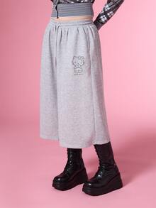 HELLO KITTY AND FRIENDS | COUREZ 印花長版短款慢跑褲，Y2K秋季女款長版短褲，街頭風秋季短褲 - 淺灰色 - 查看 7