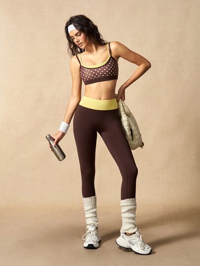 VARSIVA Women's Polka Dot 2 In 1 Top And Leggings Casual Daily Sports Outfit