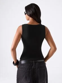 LYSMO Women's Lace Patchwork Slim Fit Versatile Daily Casual Top Everyday Going Out Black Summer Black Top - Black - View 2