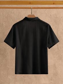 Mainfolk 3件組男士極簡冰絲觸感短袖 Polo 衫，夏季款 - 黑色 - 查看 4