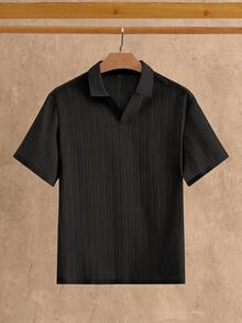 Mainfolk 3件組男士極簡冰絲觸感短袖 Polo 衫，夏季款 - 黑色 - 查看 3