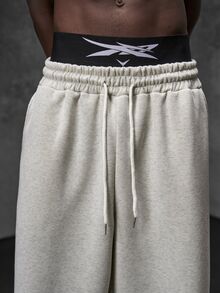 NEON BLANC 男士休閒寬鬆長褲，春夏秋季，標準尺寸，刺繡黑色雪洗 - 淡黃色 - 查看 4