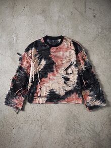 ROMWE MEN Grunge Punk Men's Distressed Wasteland Style Loose Long Sleeve T-Shirt - Multicolor - View 5