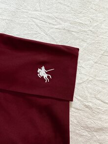 IslaSuriya 女款休閒運動風日常穿著騎士刺繡圖案短褲健身運動酒紅色夏季 - 酒紅色 - 查看 3
