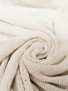 Linhara CURVE Plus Size Women Solid Color Knit Shawl Cardigan V-Neck Metal Button Suitable For Daily Casual Traditional Office Semi Formal Vacation Autumn Beige - White - View 7