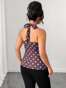 SHEIN LUNE CURVE Women's Plus Size Polka Dot Sexy Spaghetti Strap Sleeveless Top Summer Going Out Tops Going Out Tops For Women Elegant Top - Multicolor - View 2