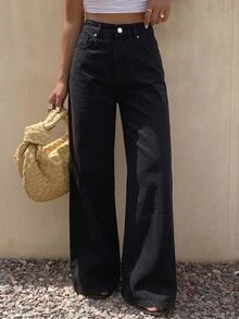DAZY Women's Loose Casual Straight Leg Jeans, New Summer Style Y2K - Black - View 5