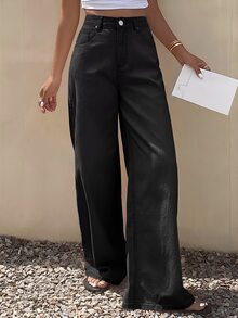 DAZY Women's Loose Casual Straight Leg Jeans, New Summer Style Y2K - Black - View 6