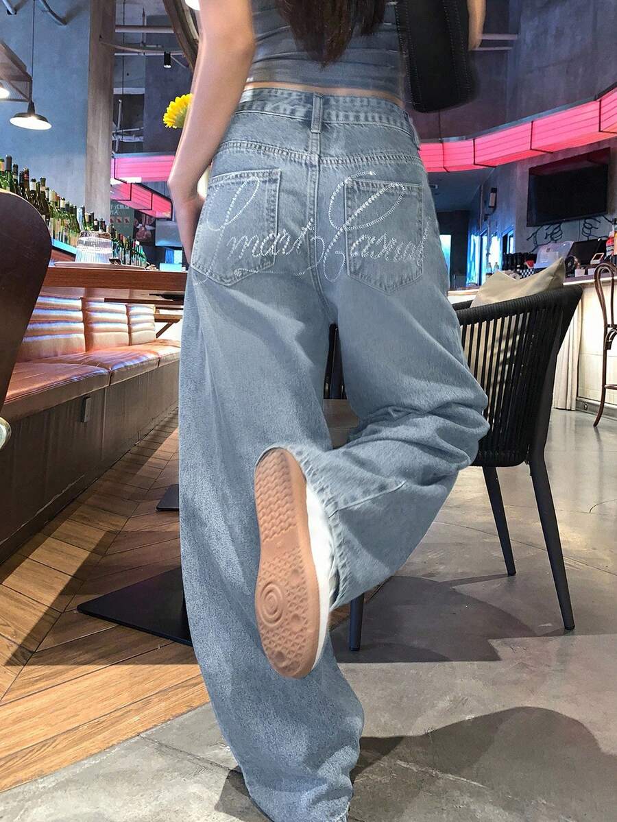 DAZY Women's Distressed Washed Korean Style Casual Jeans School Cute Tops - Baby Blue - View 1