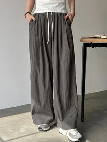 FRIFUL Women's Straight-Leg Loose Fit Drawstring Long Pants - Grey - View 4