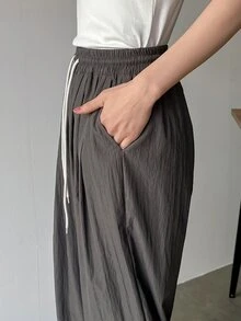 FRIFUL Women's Straight-Leg Loose Fit Drawstring Long Pants - Grey - View 10