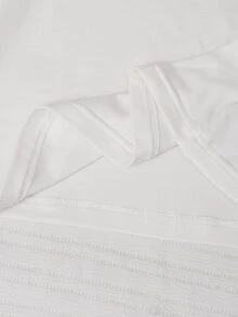 SHEIN 3件套，適合女孩，清新韓系休閒風，校園通勤與旅行，春/秋裝扮，拼色條紋馬尾襯衫 + 純色細肩帶背心 + 垂墜開衩寬腿褲 - 彩色 - 查看 5