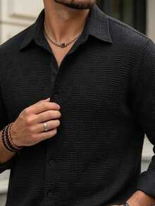 Manfinity Homme La chaqueta negra texturizada es la opción ideal para el uso diario. - Negro - Ver 5