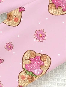 (1 Set) Sudadera de cuello redondo básica con leggings para niñas, con estampado de capibara de dibujos animados, fresa, estrella, corazón, flor, lunares y letras, para otoño e invierno - Multicolor - Ver 7