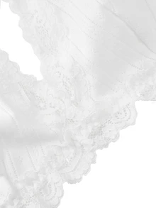 Ocili 100%純棉提花針織舒適極簡平滑無鋼圈蕾絲飾邊女款內衣 - 白色 - 查看 7